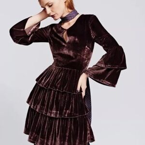 Banana Republic Velvet Tiered Dress - Rich Brown
